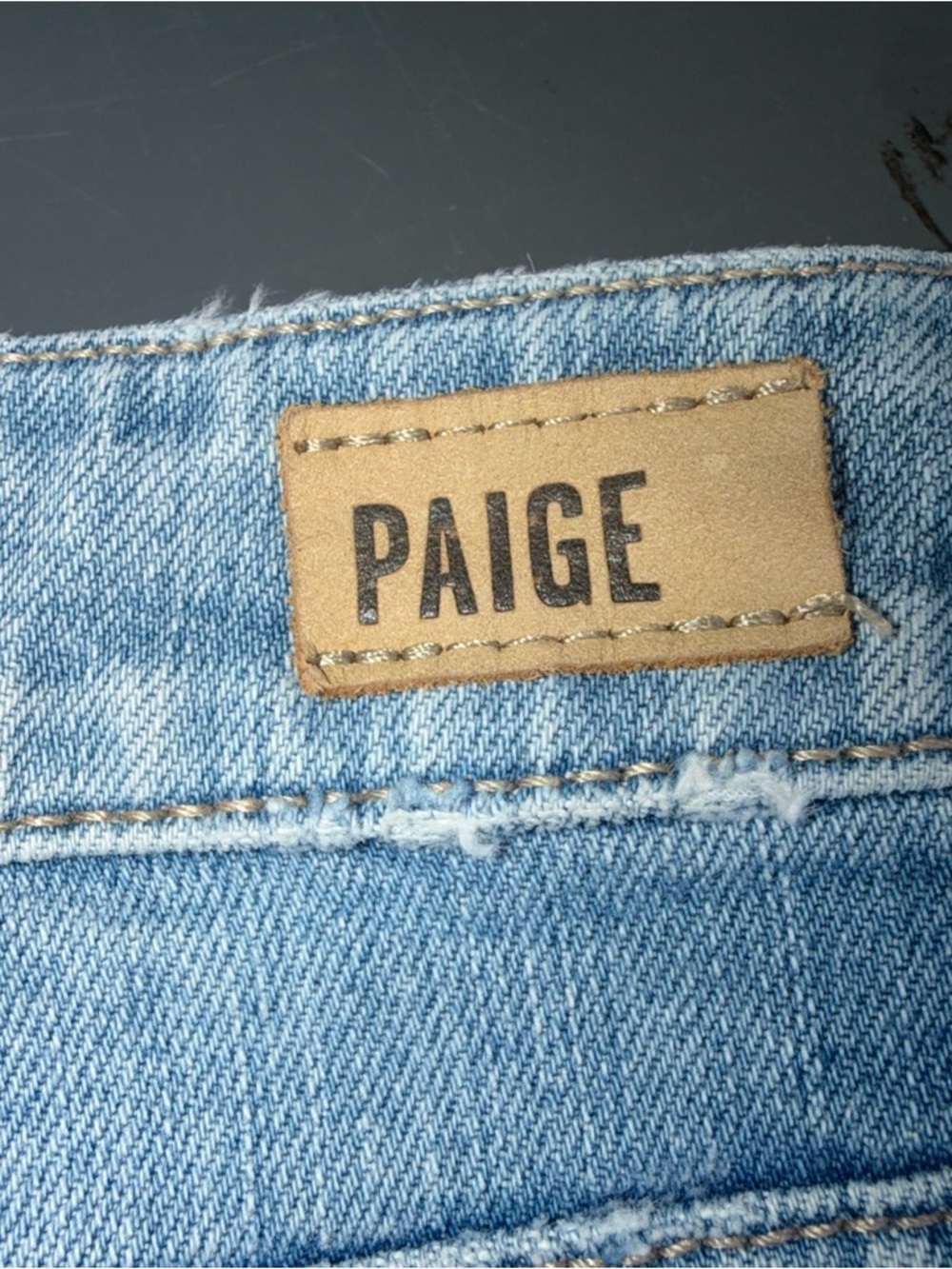 Paige Light Blue Denim Frayed Hem Women’s Shorts - Picture 5 of 12